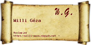 Willi Géza névjegykártya